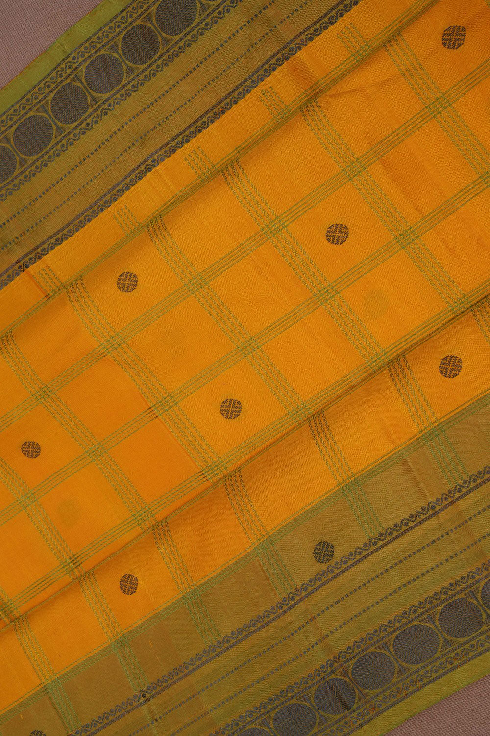 Image of Kanchipuram Silk Yellow Saree